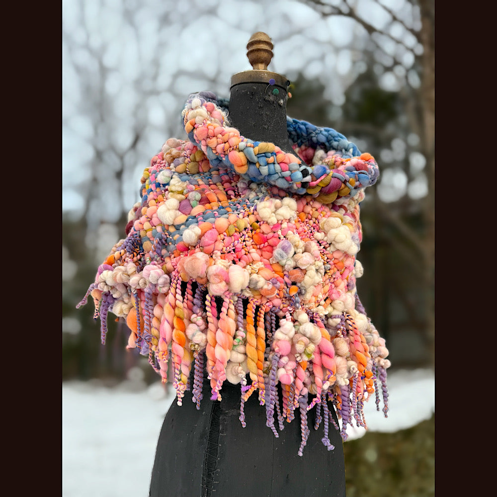 Handmade wool Woven Scarf shawlette 20” X 19”