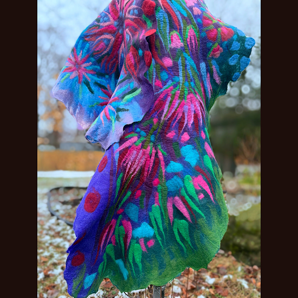 Handmade wool Felted Scarf 88” X 22”