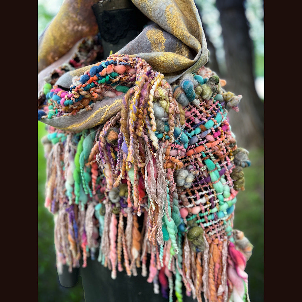 Woven shawl with hood 82” X 36”