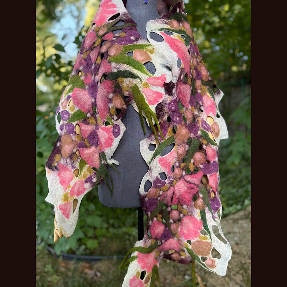 OOAK Handmade wool Felted Scarf 82” X 23” Original art work