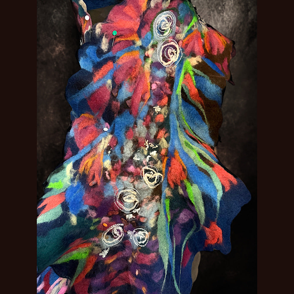 OOAK Handmade wool Felted Scarf 86” X 17”