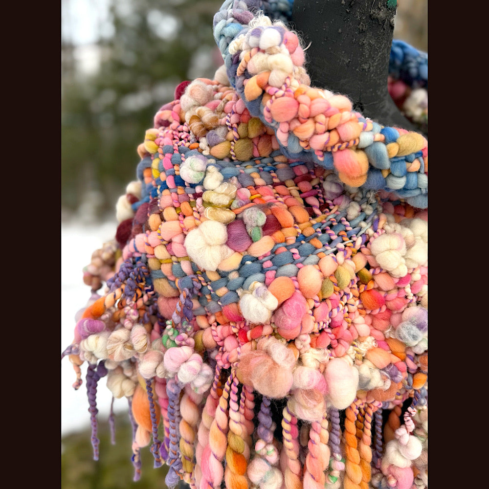 Handmade wool Woven Scarf shawlette 20” X 19”