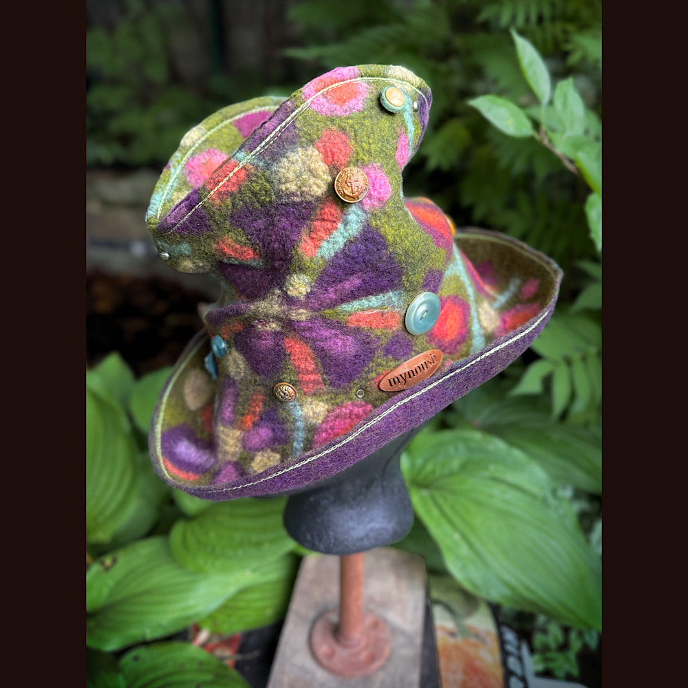 OOAK Handmade wool Felted hat 22” small