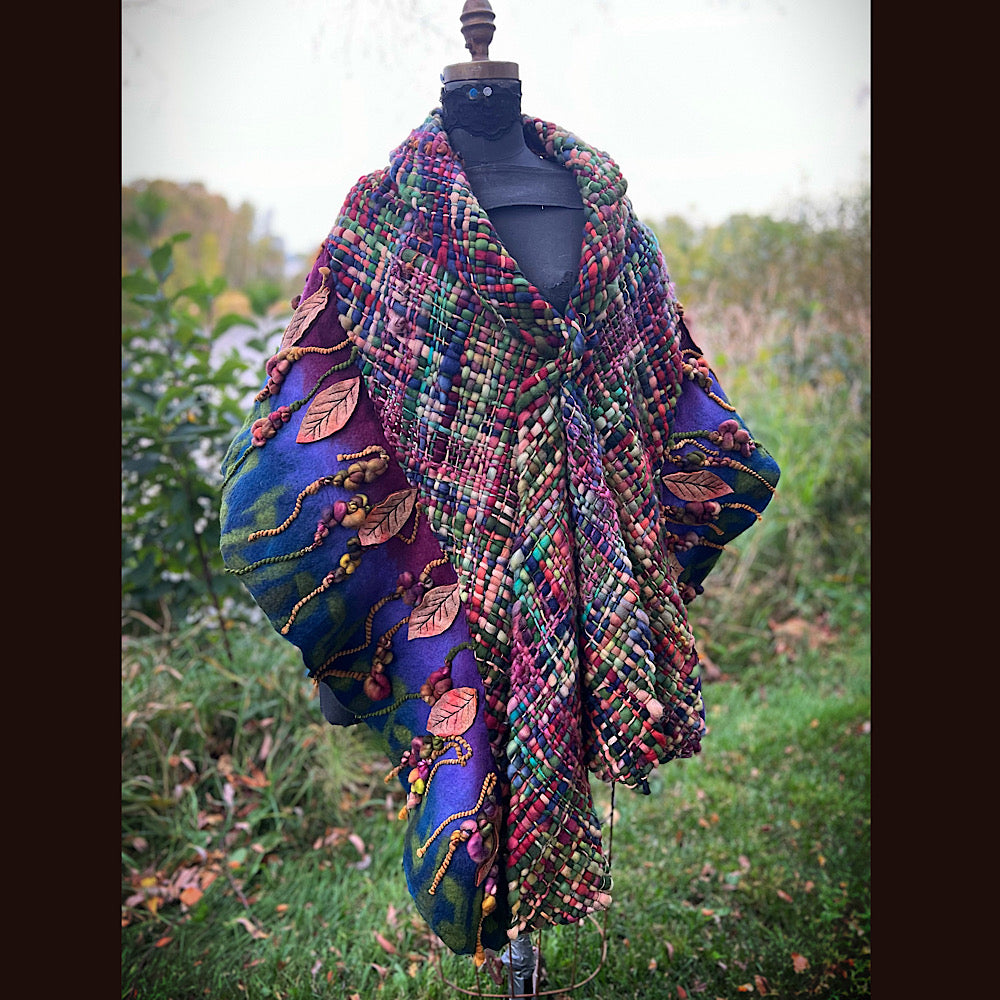 Felted and woven Shawl 84” X 23”