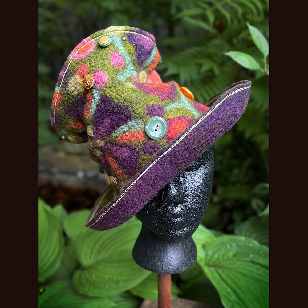 OOAK Handmade wool Felted hat 22” small