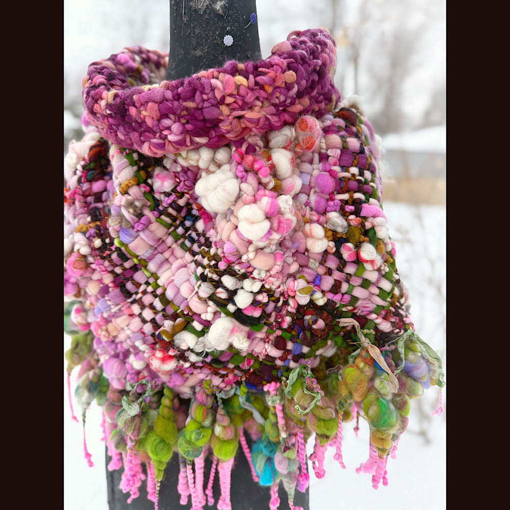 Handmade wool Woven Scarf shawlette 26”X  20” larger size