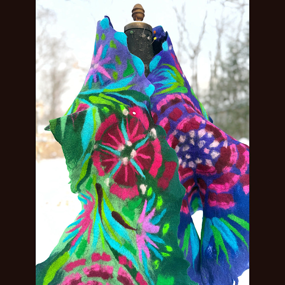 Handmade wool Felted Scarf 90” X 24”