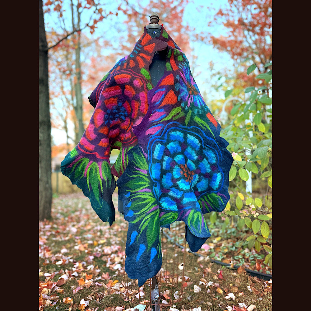 Handmade wool Felted Scarf 82” X 31”