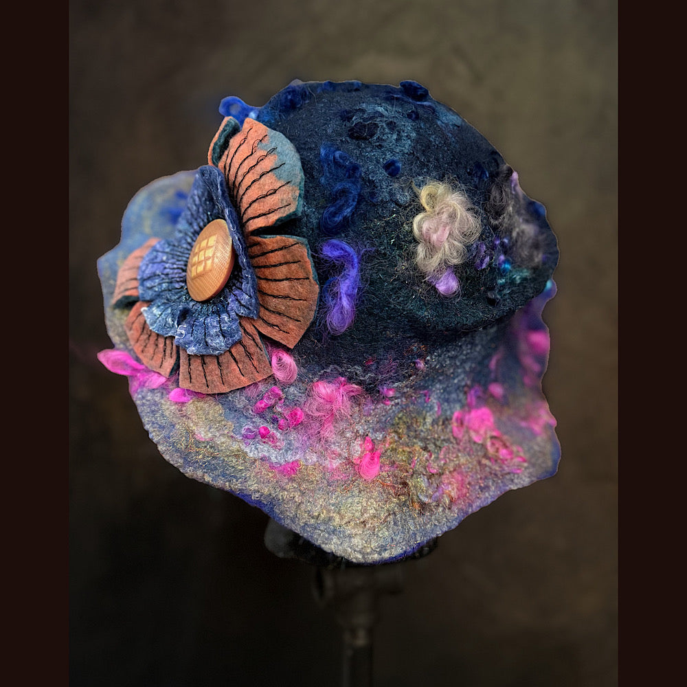 Handmade wool Felted hat 23.5” medium