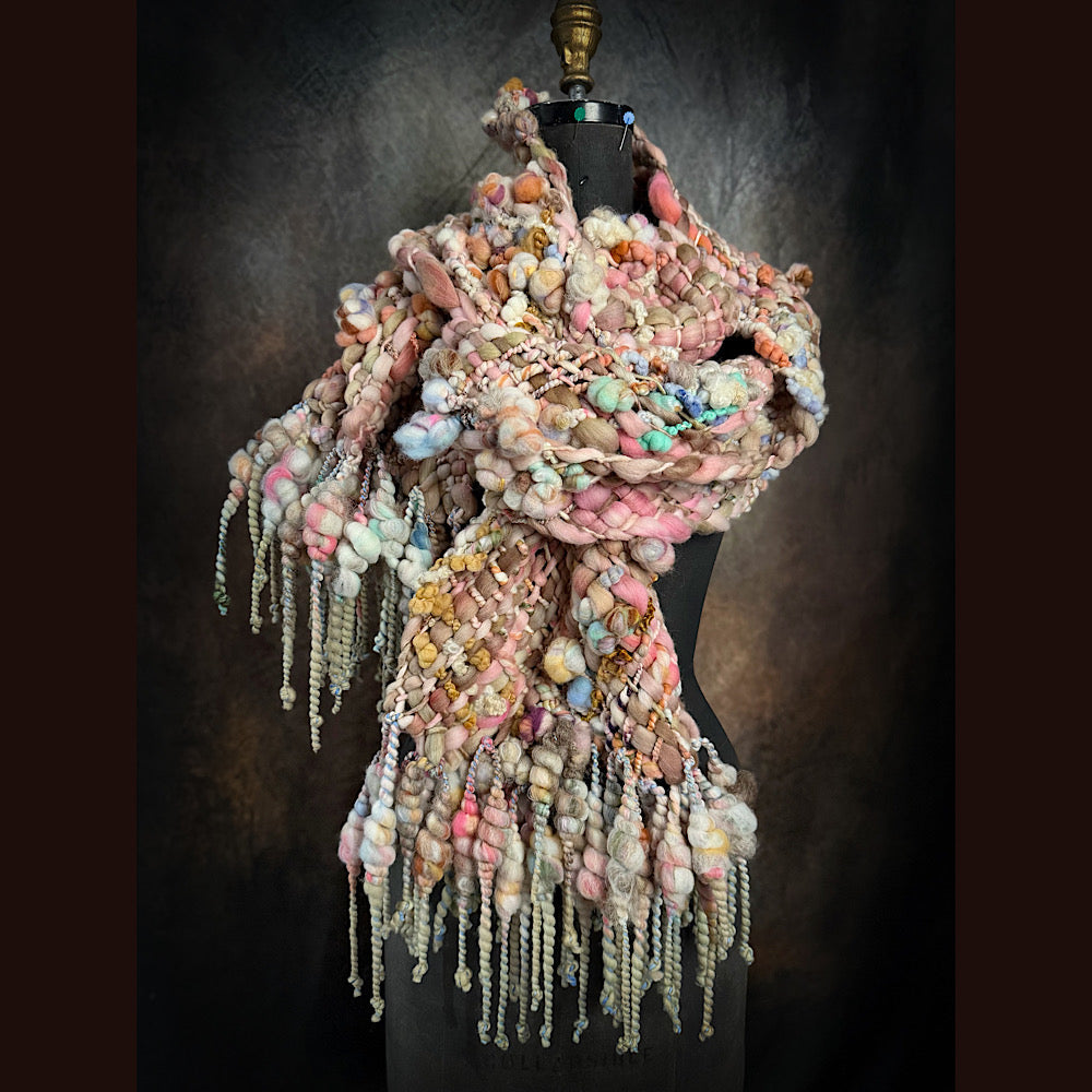 Handmade wool Woven Scarf 90” X 11”