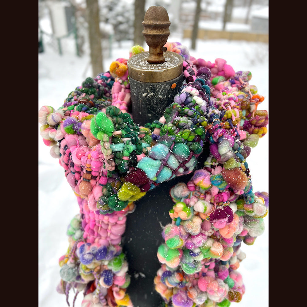 Frosted primroses woven art yarn Scarf 102” X 7”