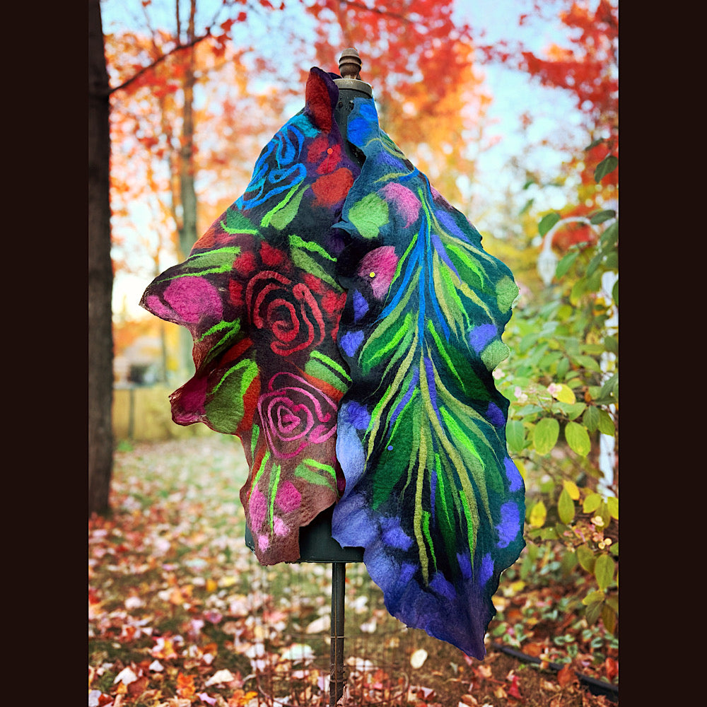 Handmade wool Felted Scarf 84” X 17”