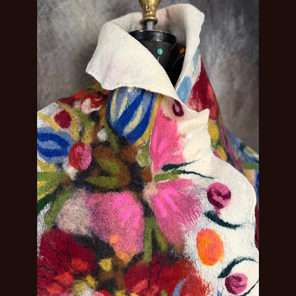 OOAK Handmade wool Felted Scarf 84” X 20” Original art work