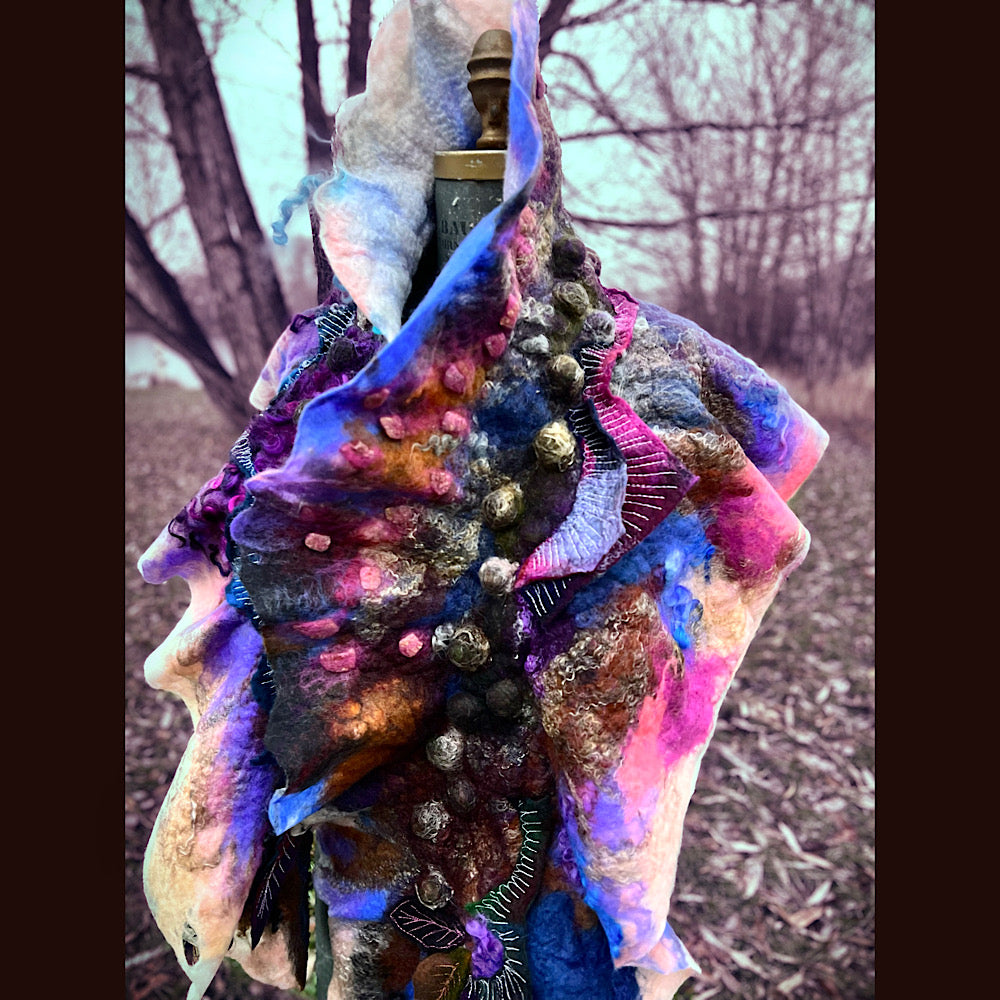 Soleil d’hiver felted scarf 75” X 18”