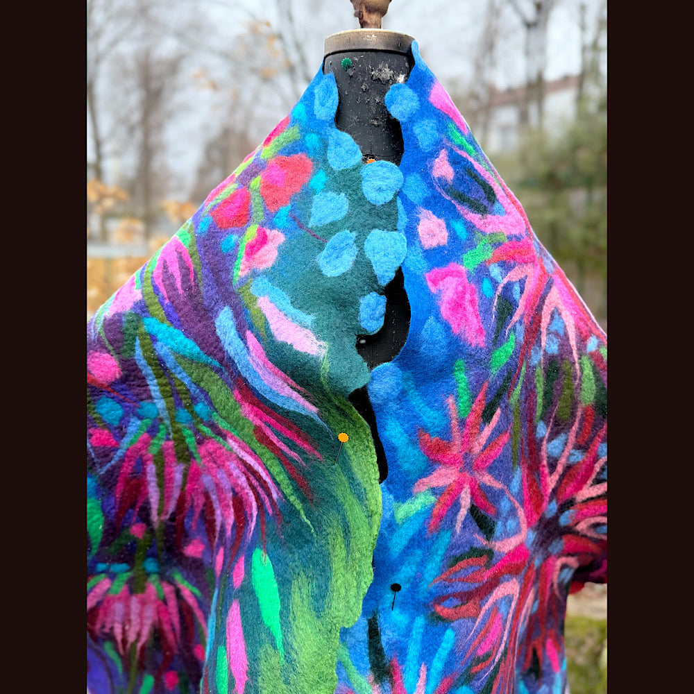 Handmade wool Felted Scarf 88” X 22”