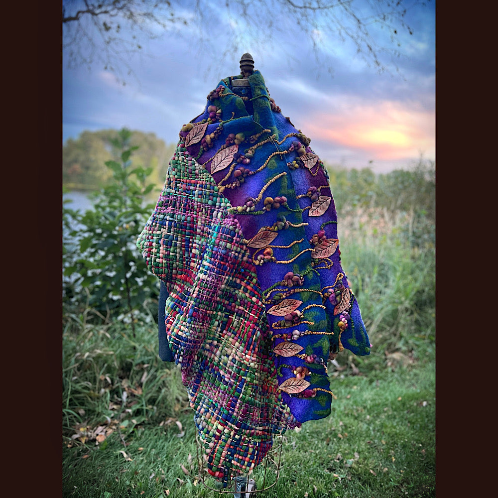 Felted and woven Shawl 84” X 23”