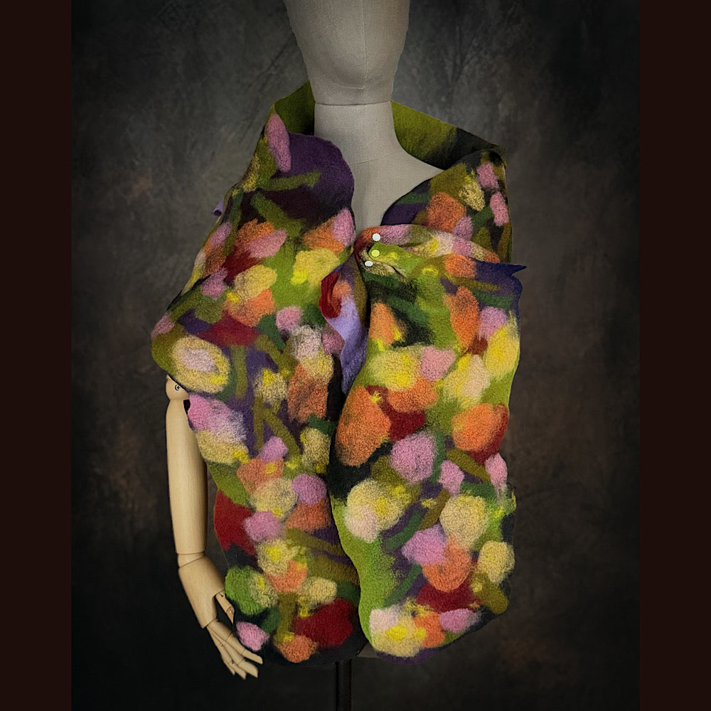 OOAK Handmade wool Felted Scarf 76” X 12” Original art work