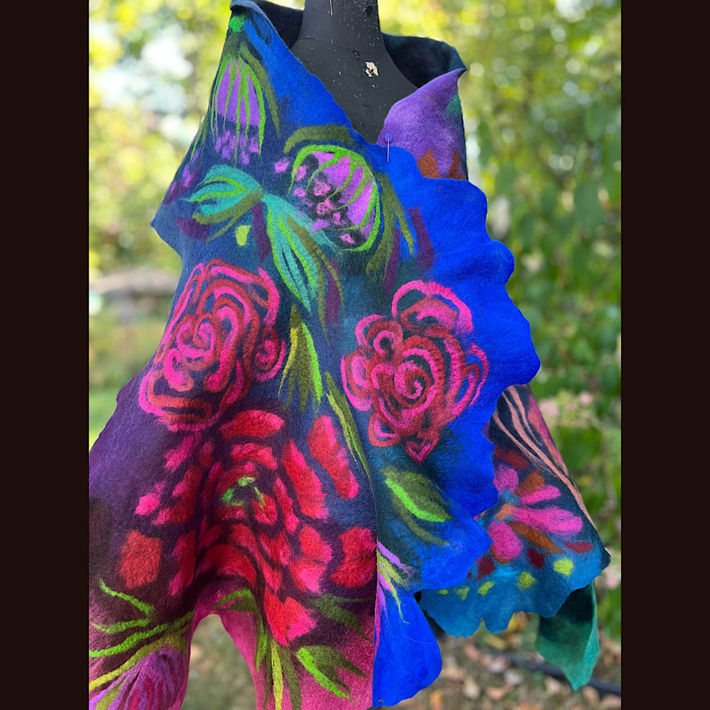 Handmade Felted Wool Scarf 80” X 26”