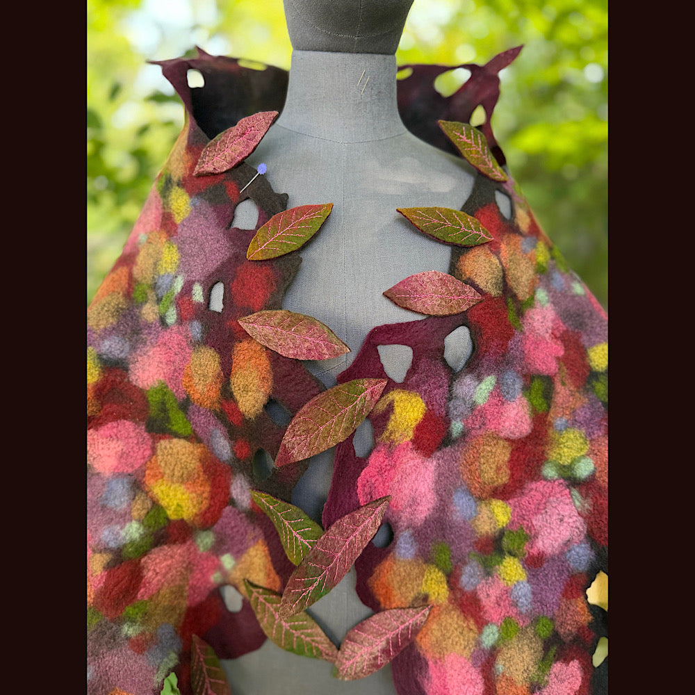 OOAK Handmade wool Felted Scarf 84” X 17” Original art work
