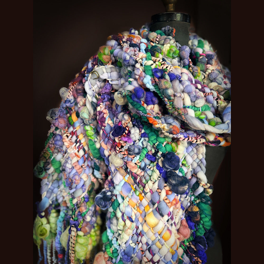 Handmade wool Woven Scarf 84” X 12”