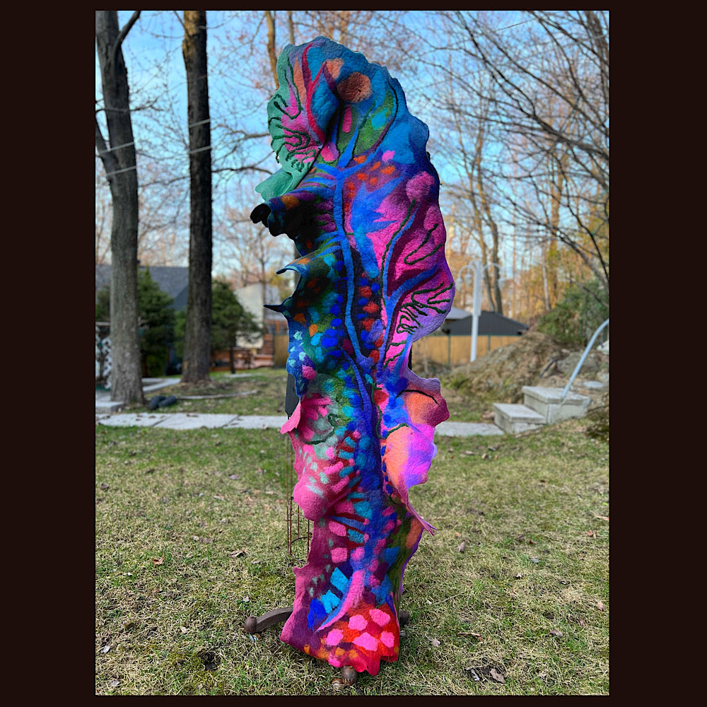 Caterpillar Felted Shawl 76” X 20”