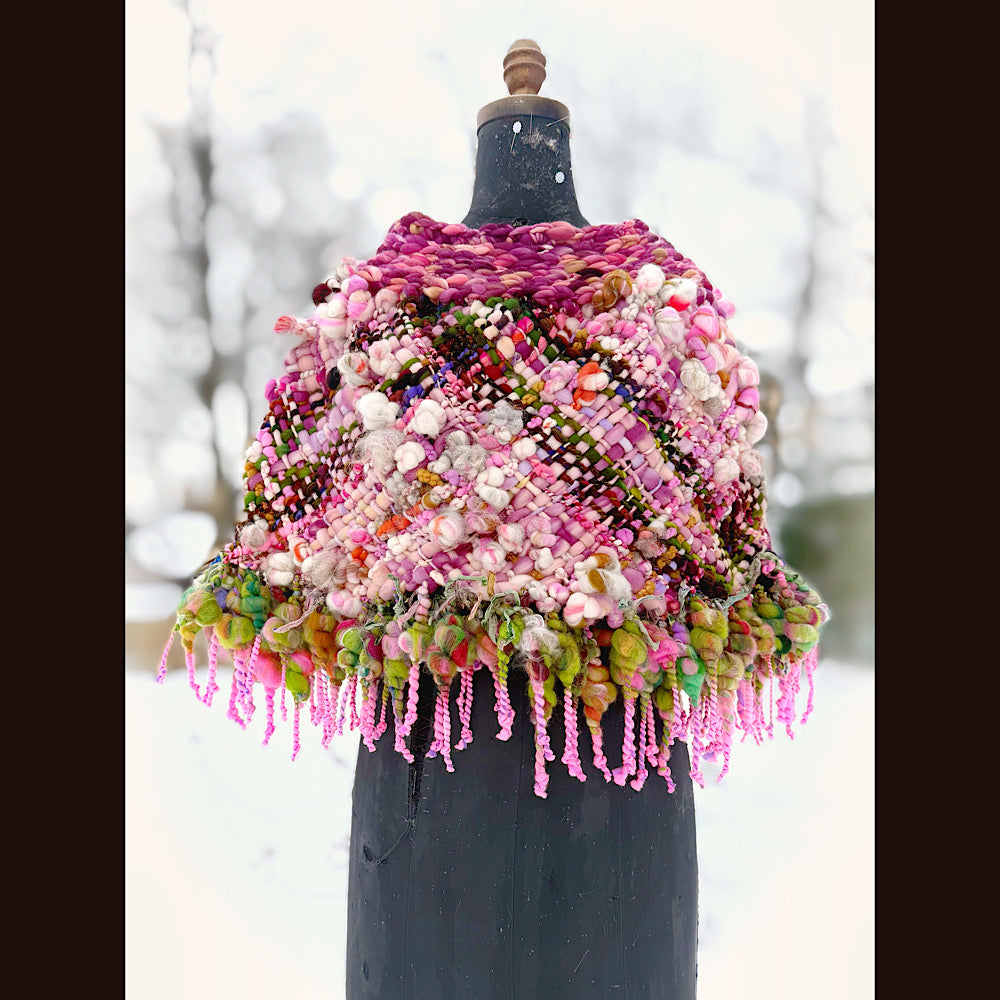 Handmade wool Woven Scarf shawlette 26”X  20” larger size