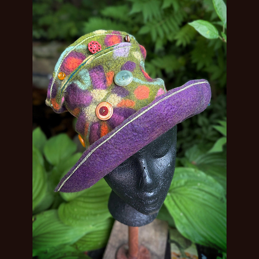 OOAK Handmade wool Felted hat 22” small
