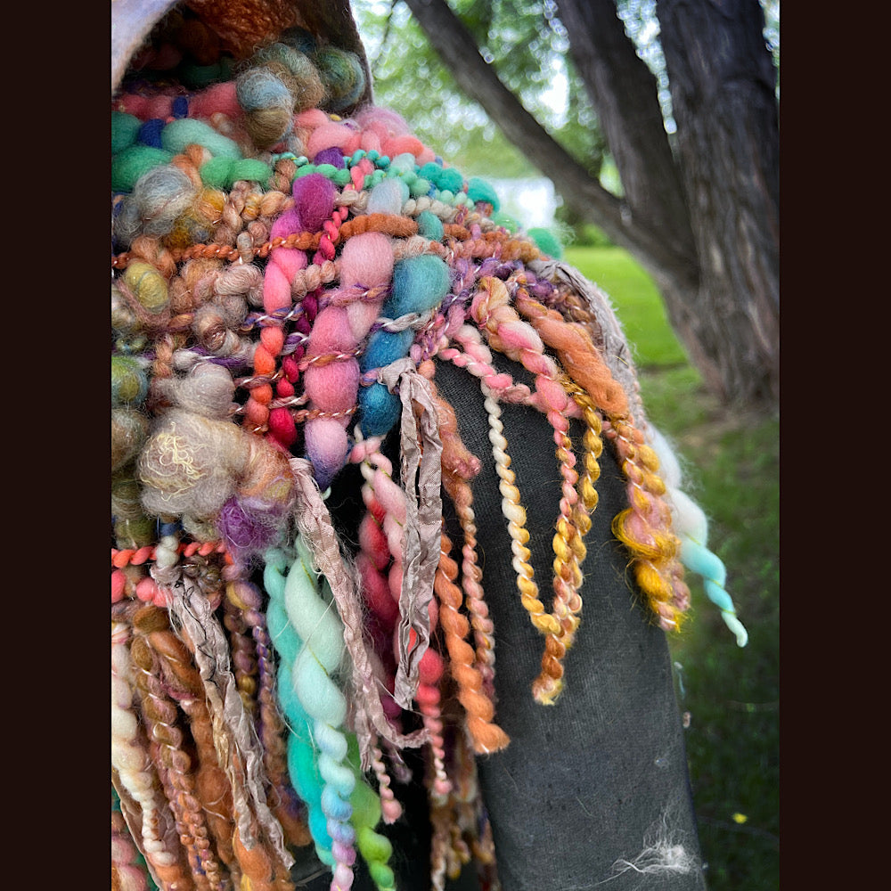 Woven shawl with hood 82” X 36”