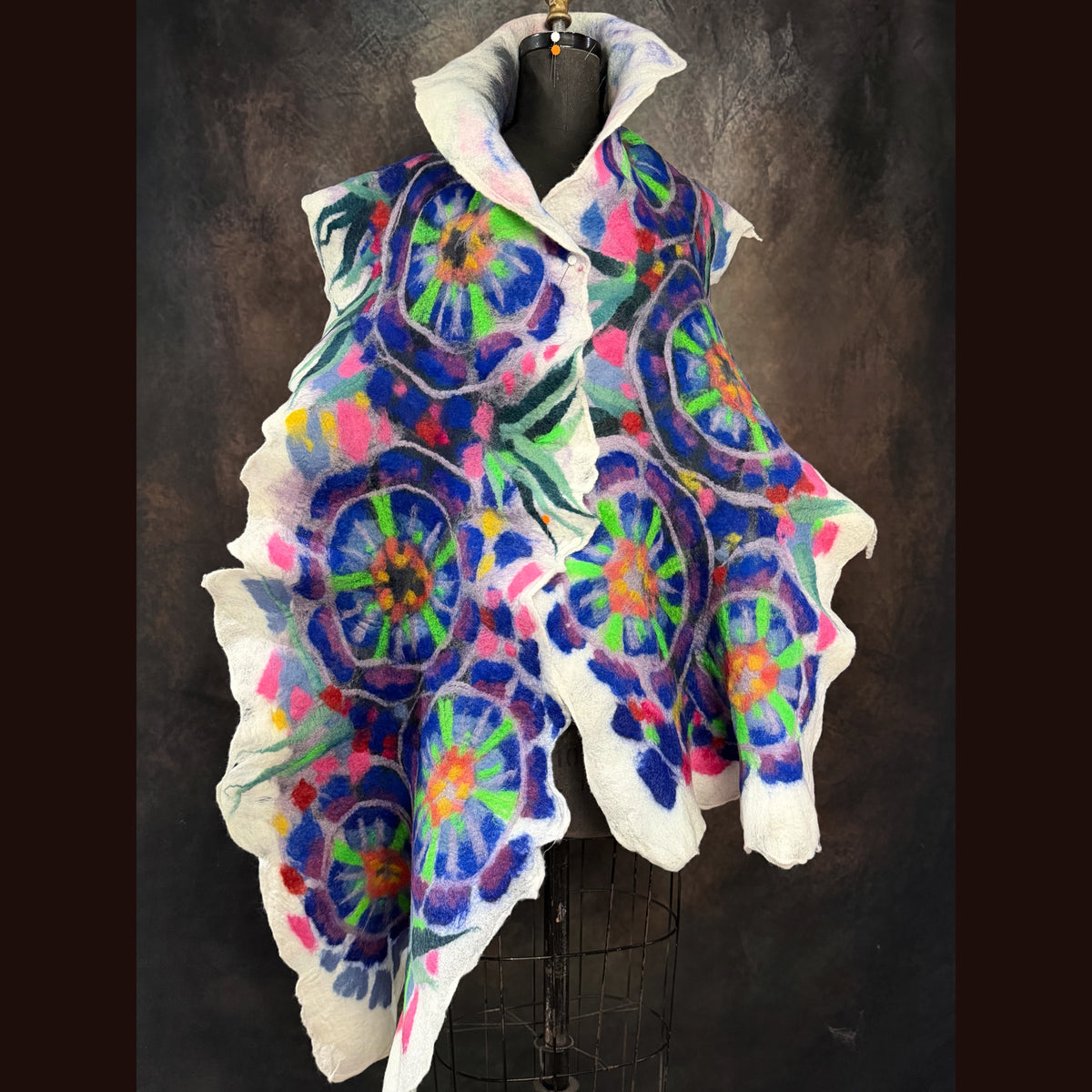 OOAK Handmade wool Felted Scarf 85”X 16” Original art work