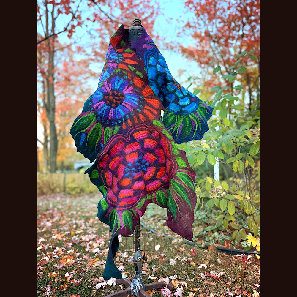 Handmade wool Felted Scarf 82” X 31”