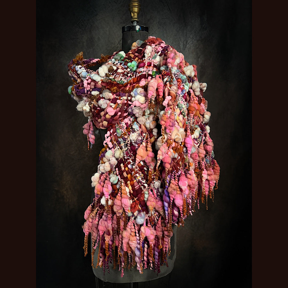 Handmade wool Woven Scarf 86” X 11”