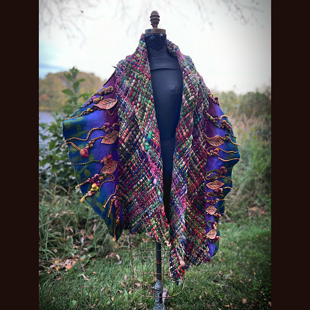 Felted and woven Shawl 84” X 23”