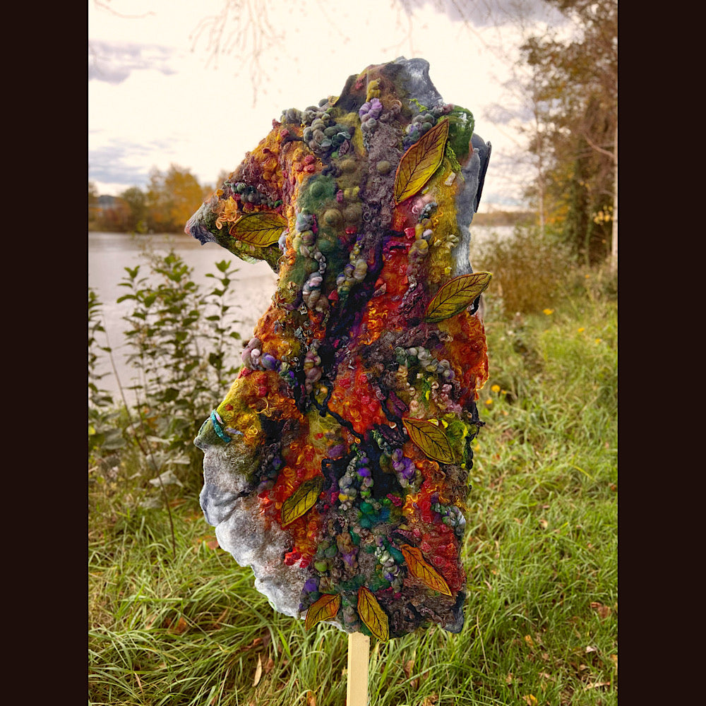 Appalachian trail felted shawl 56” X 22”