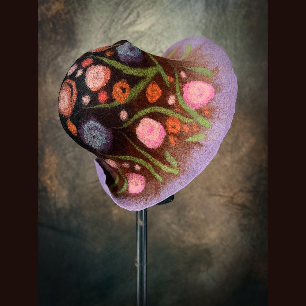 OOAK Handmade wool Felted hat 23.5” medium