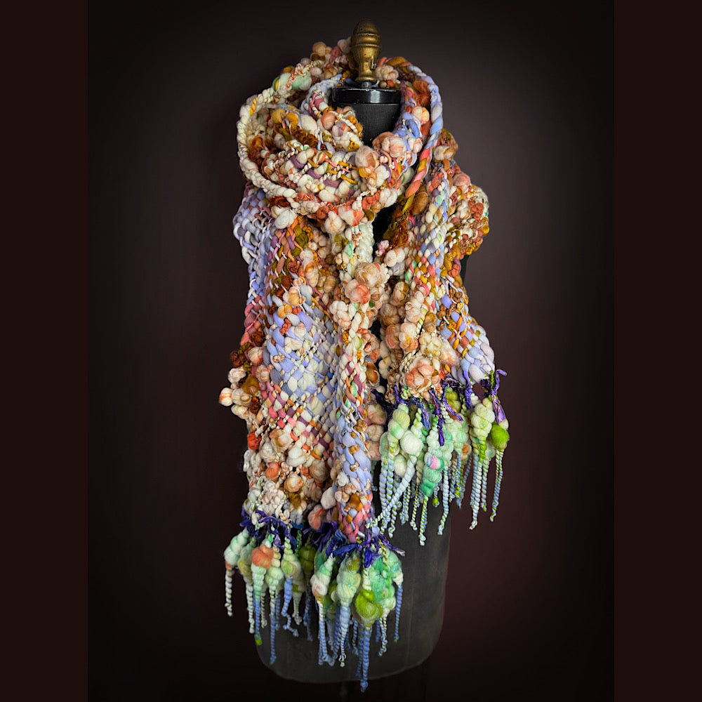 Handmade wool Woven Scarf 84” X 12”