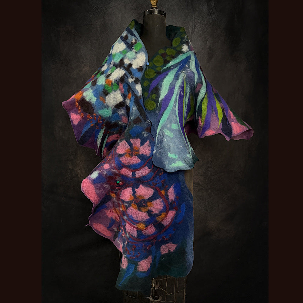 OOAK Handmade wool Felted Scarf 81” X 19”