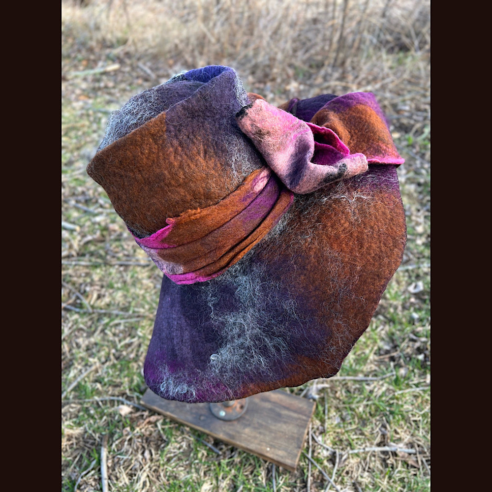 Large brim Felted hat with bow 24” large