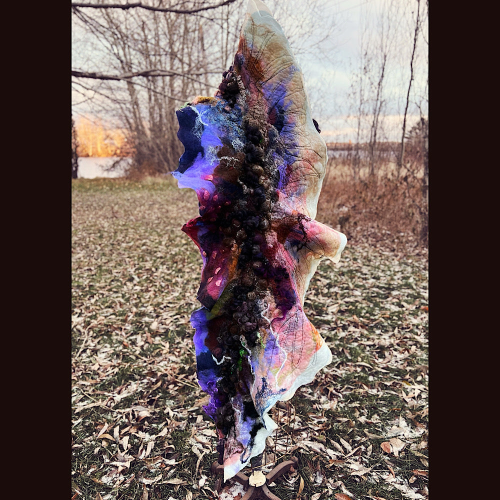Last rays before dawn felted scarf 69” X 20”