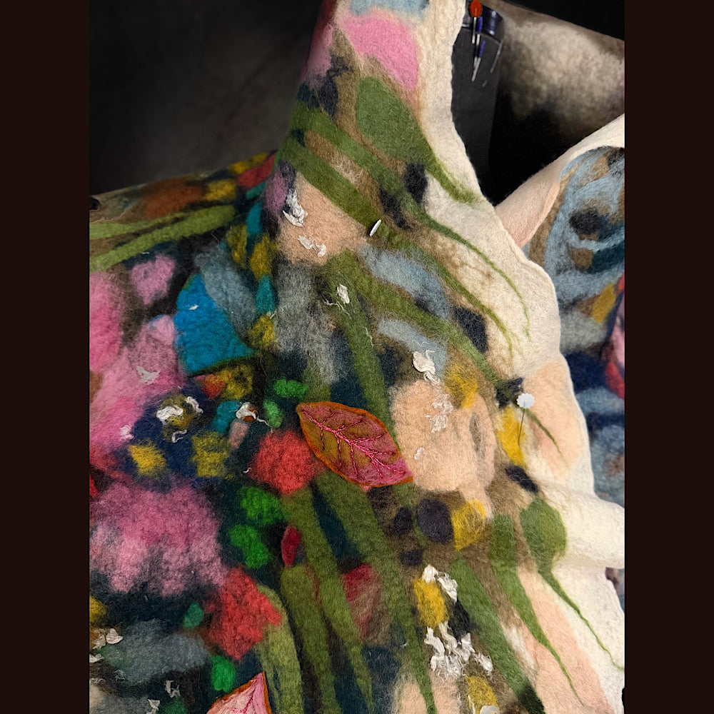 OOAK Handmade wool Felted Scarf 86” X 21”