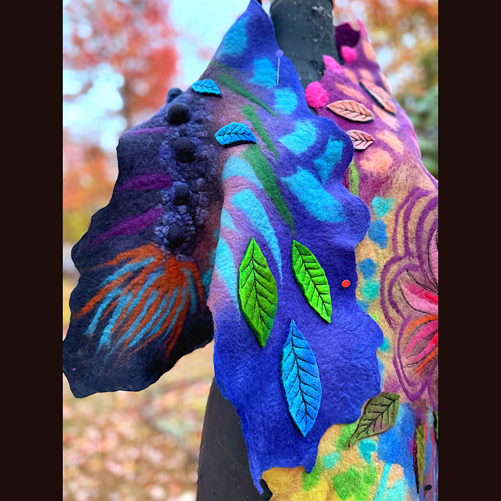 Handmade Felted Wool Scarf 74” X 33”