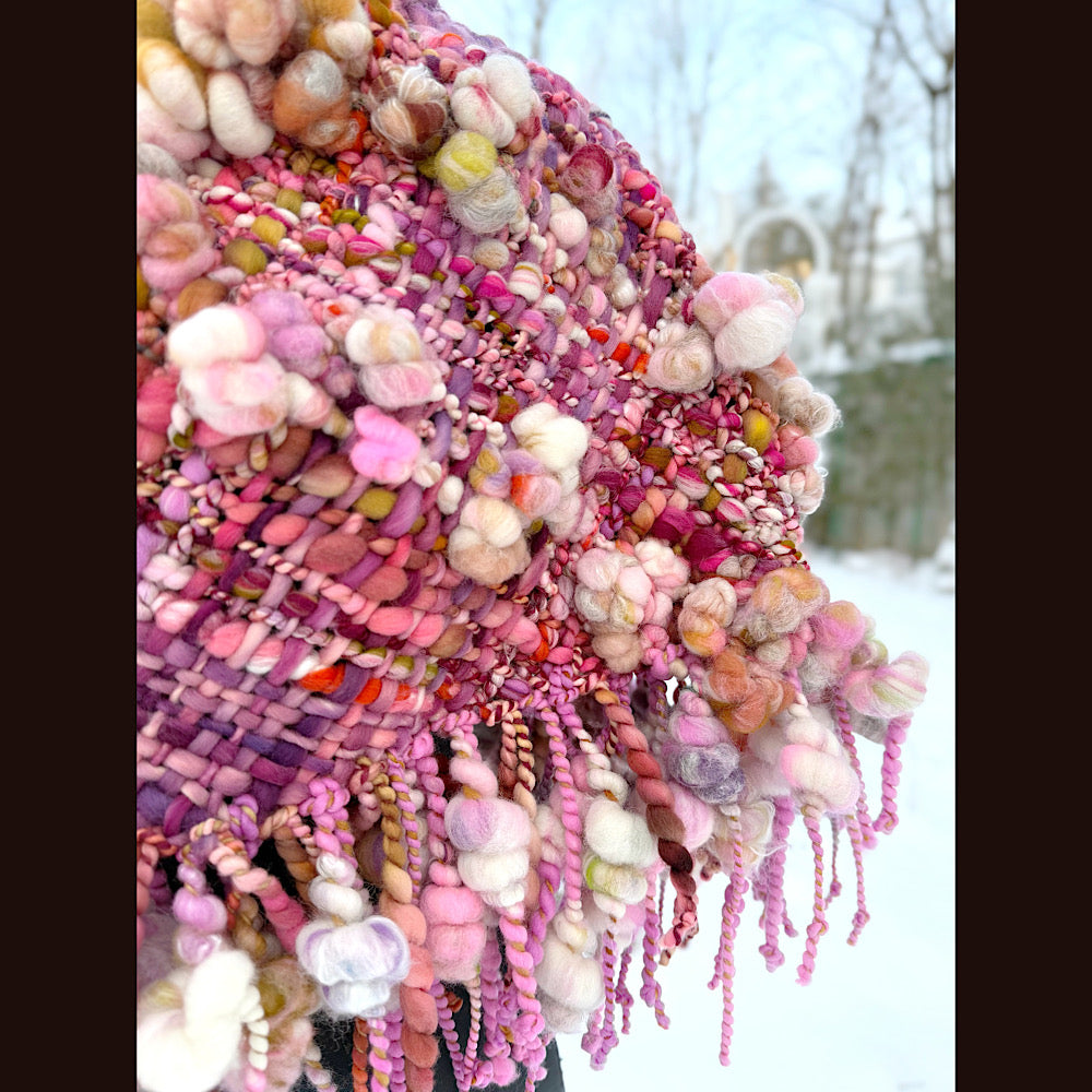 Handmade wool Woven Scarf shawlette 26”X  20” larger size