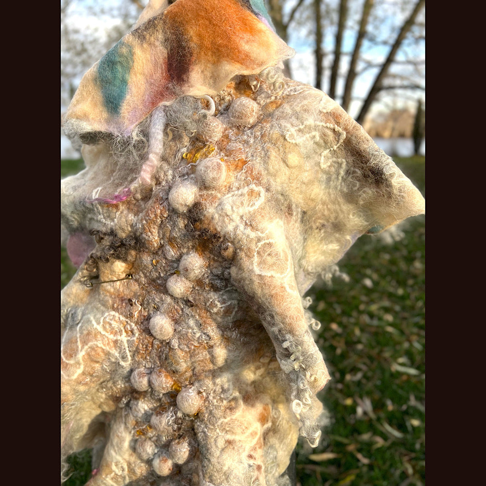 L’Esprit du bois 2024  felted shawl 72” X 22”
