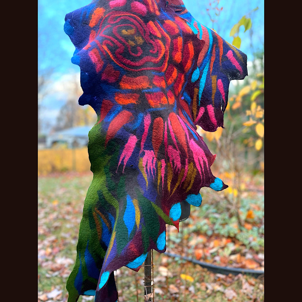 Handmade wool Felted Scarf 78” X 16”