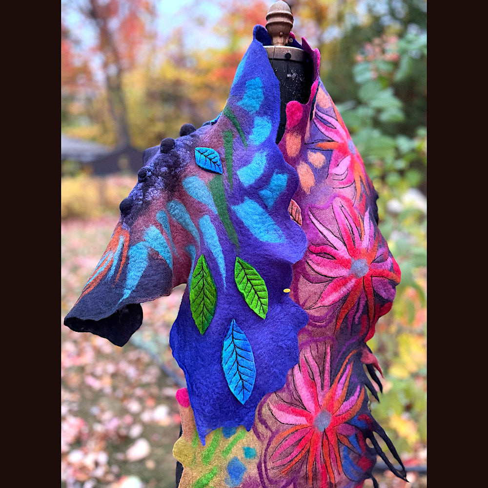 Handmade Felted Wool Scarf 74” X 33”