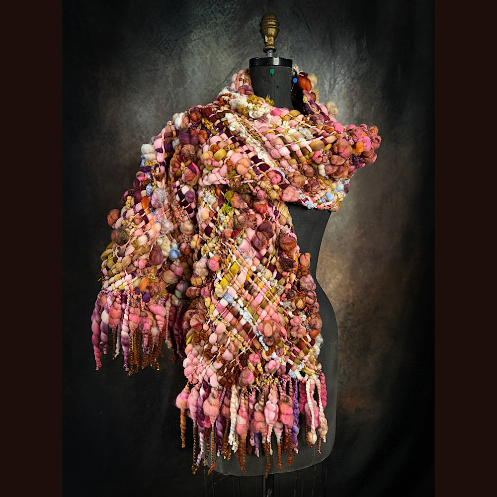 Handmade wool Woven Scarf 84”X 11”