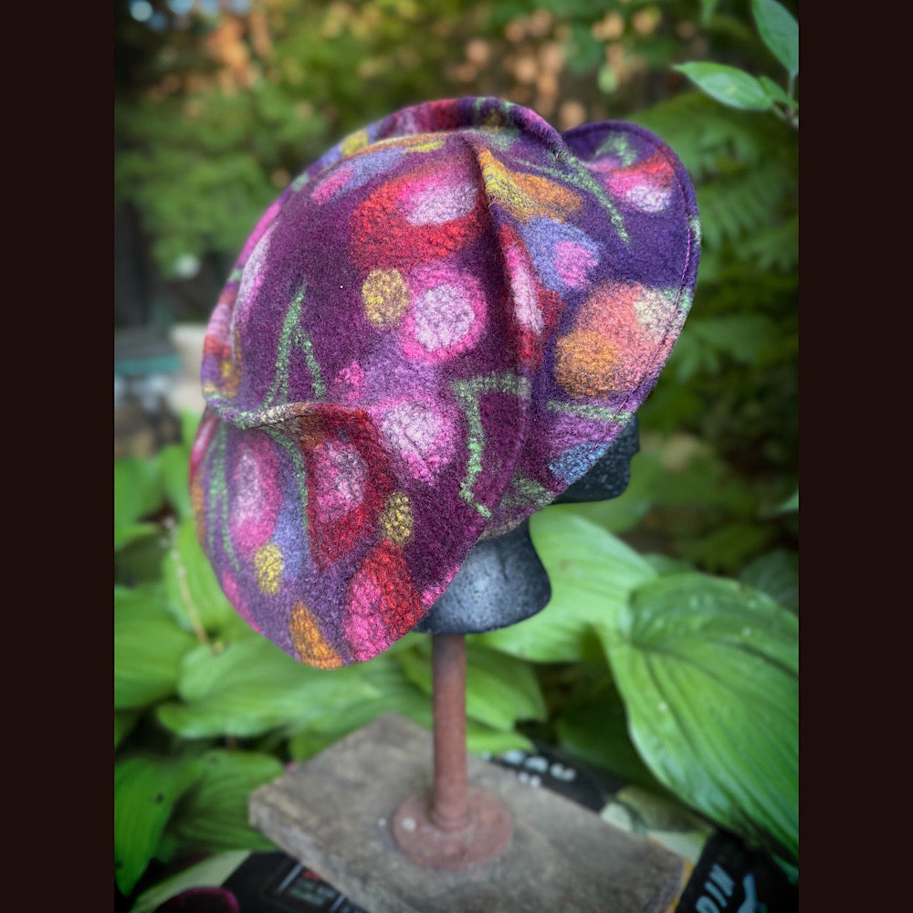 OOAK Handmade wool Felted hat 23.5” medium