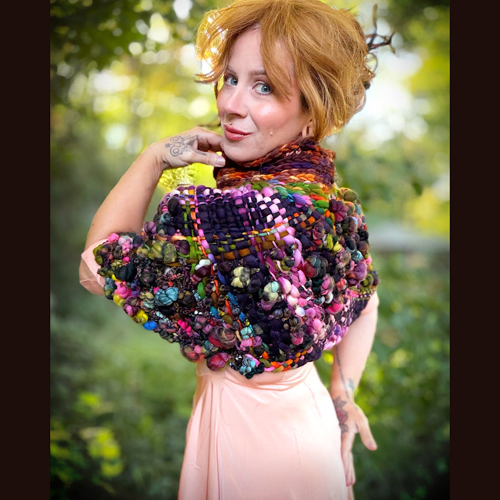OOAK Hand woven wool handmade Scarf shawlette