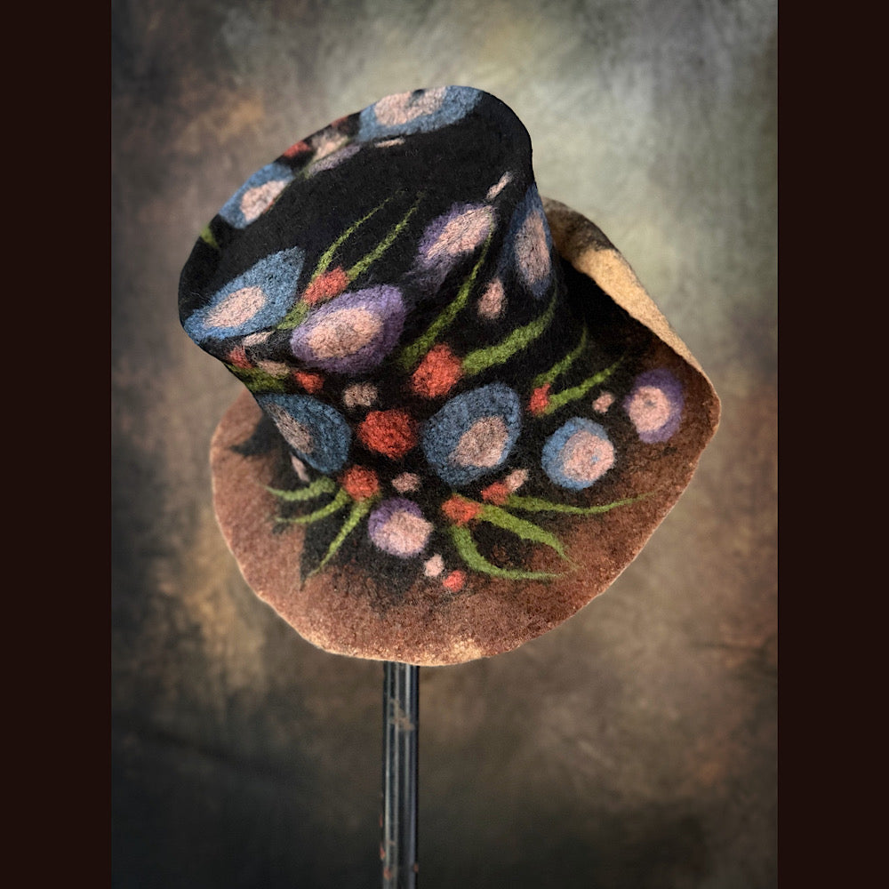 OOAK Handmade wool Felted hat 23” medium