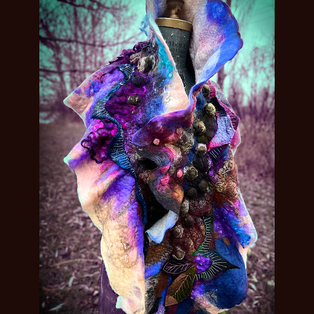 Soleil d’hiver felted scarf 75” X 18”