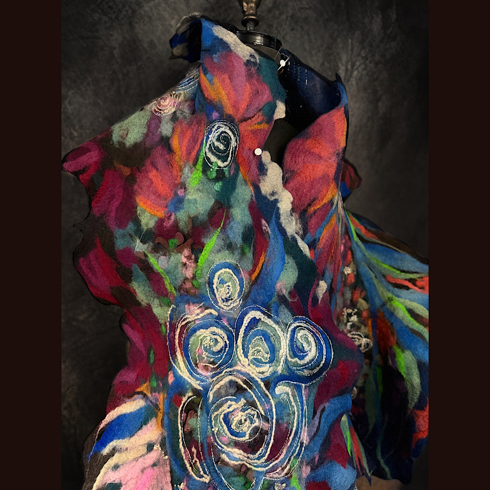 OOAK Handmade wool Felted Scarf 86” X 17”